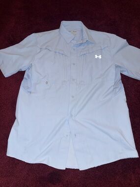 Under Armour Men’s Drift Tide Short-Sleeve Button-Up Shirt - Blue - Size M